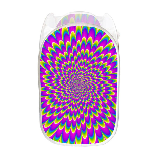 Green Wave Moving Optical Illusion Mesh Laundry Hamper