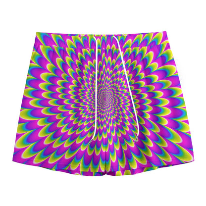 Green Wave Moving Optical Illusion Mesh Shorts