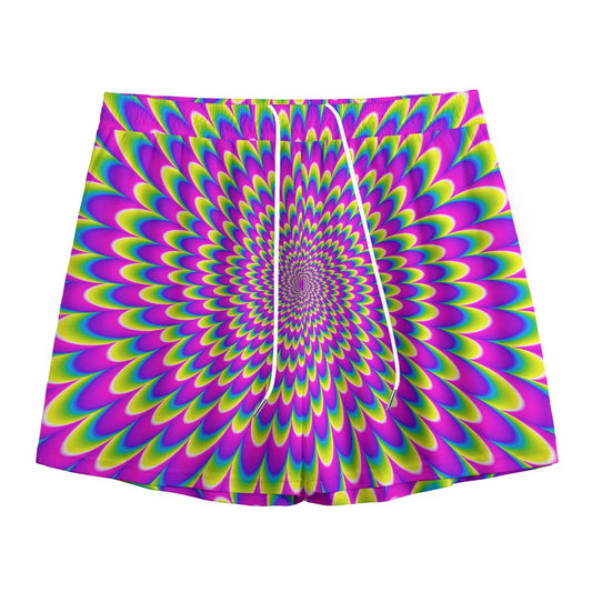 Green Wave Moving Optical Illusion Mesh Shorts