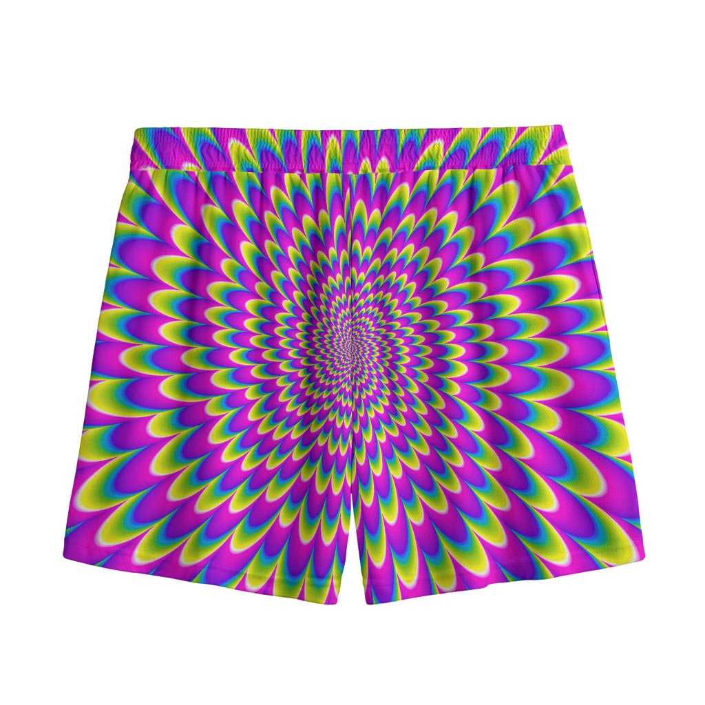 Green Wave Moving Optical Illusion Mesh Shorts