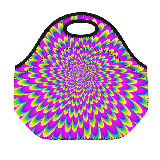 Green Wave Moving Optical Illusion Neoprene Lunch Bag