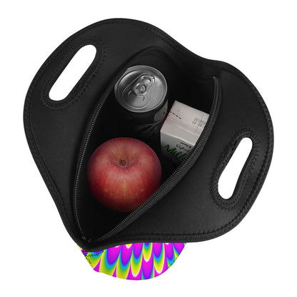 Green Wave Moving Optical Illusion Neoprene Lunch Bag