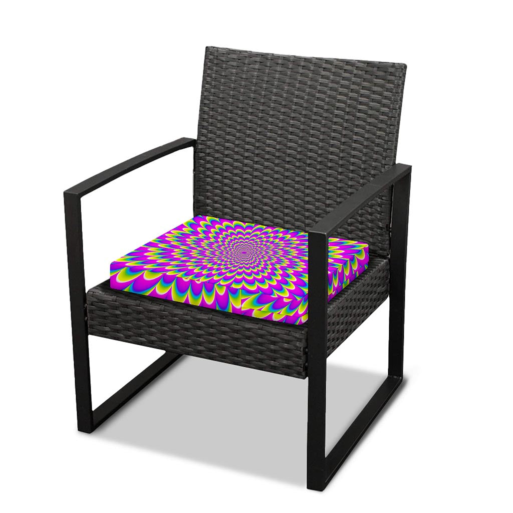 Green Wave Moving Optical Illusion Outdoor Seat Cushion Cover