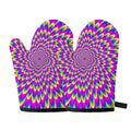 Green Wave Moving Optical Illusion Oven Mitts