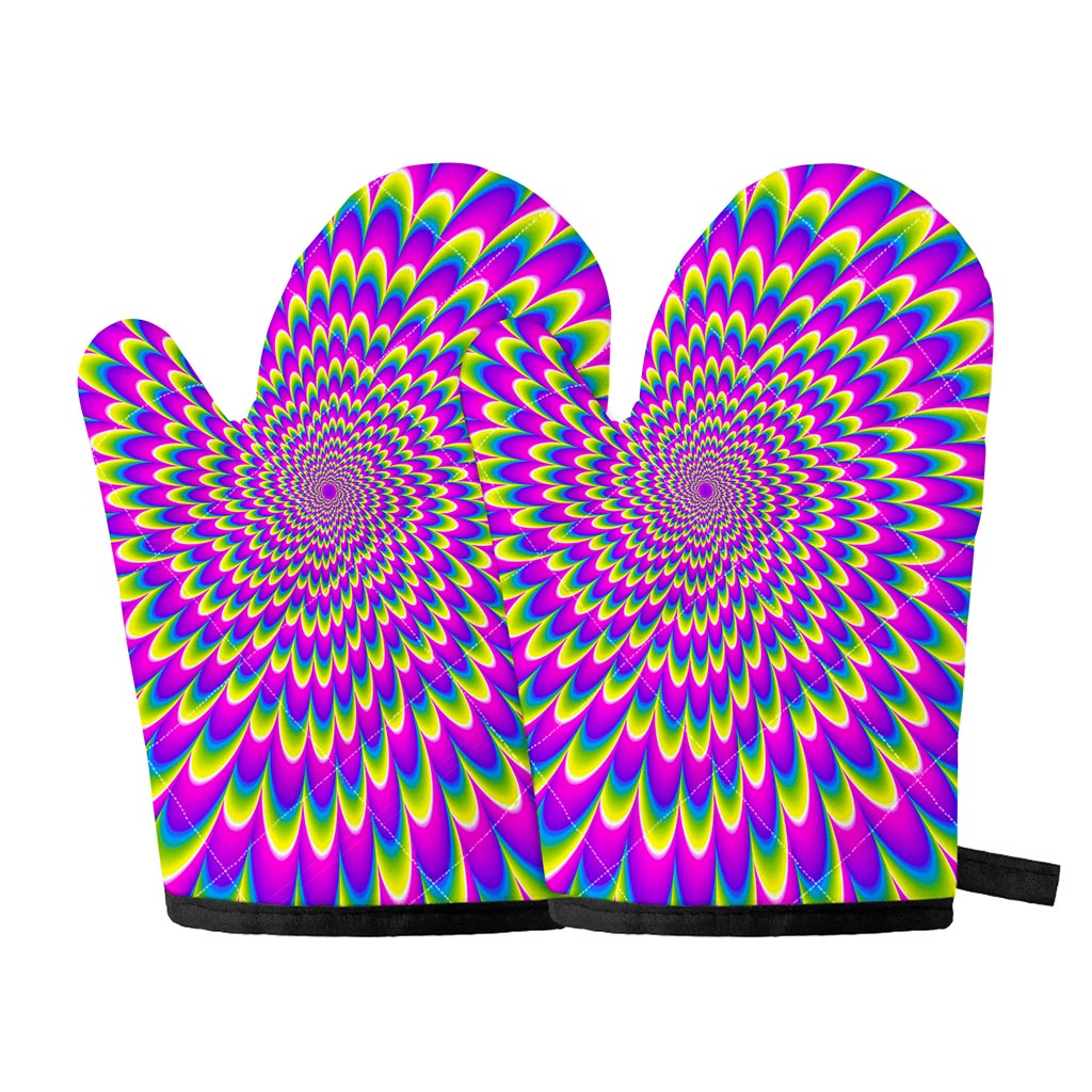 Green Wave Moving Optical Illusion Oven Mitts