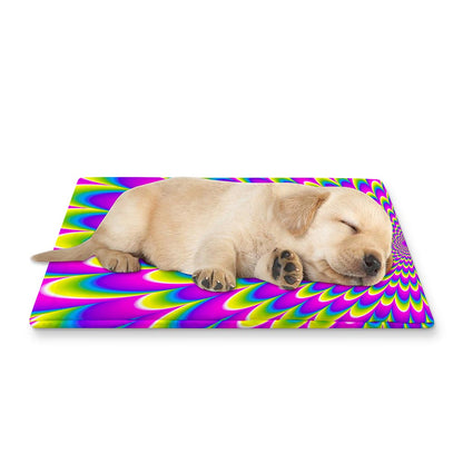 Green Wave Moving Optical Illusion Pet Cooling Mat Cover
