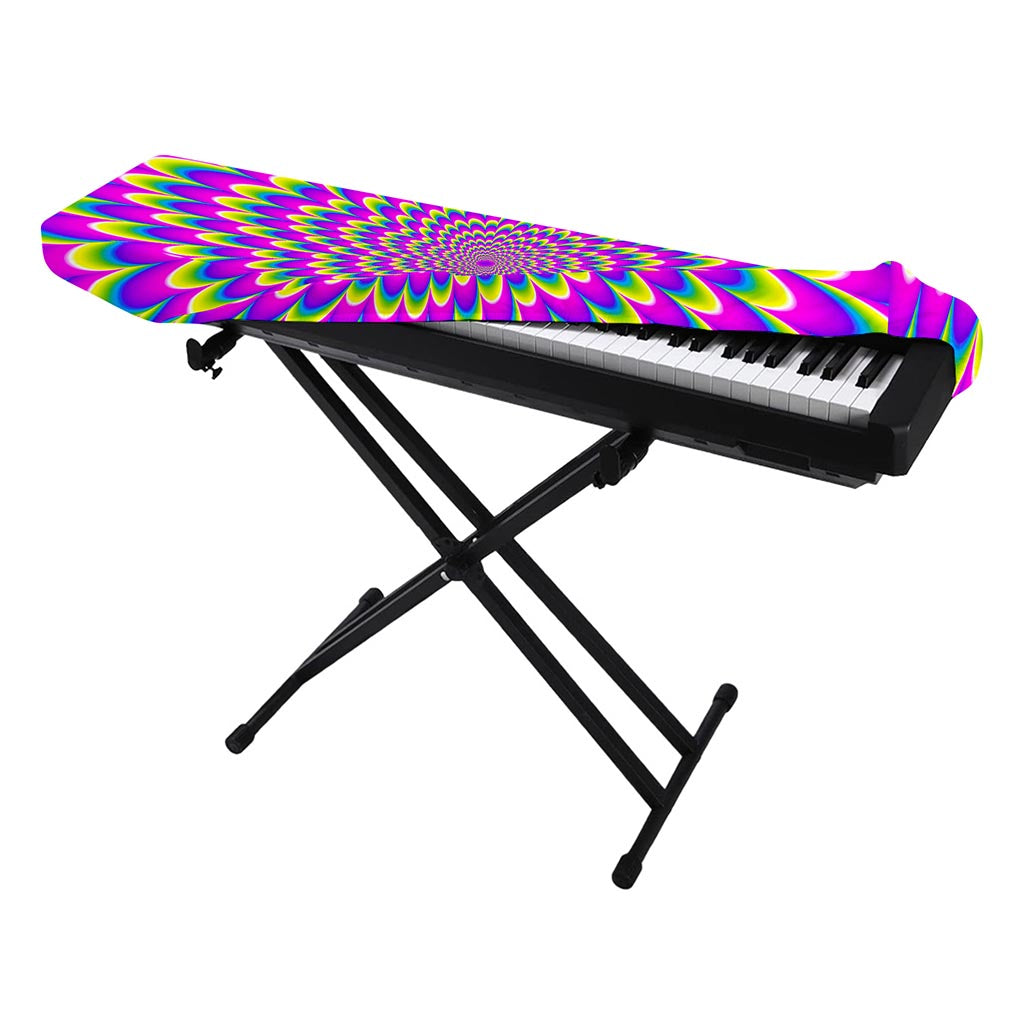 Green Wave Moving Optical Illusion Piano Keyboard Cover