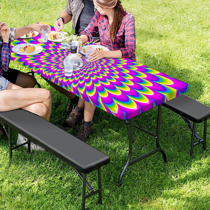 Green Wave Moving Optical Illusion Picnic Table Cover