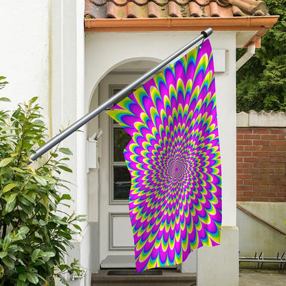 Green Wave Moving Optical Illusion Polyester Flag