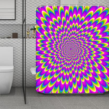 Green Wave Moving Optical Illusion Polyester Shower Curtain