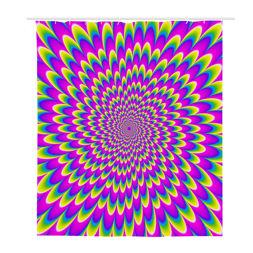 Green Wave Moving Optical Illusion Polyester Shower Curtain