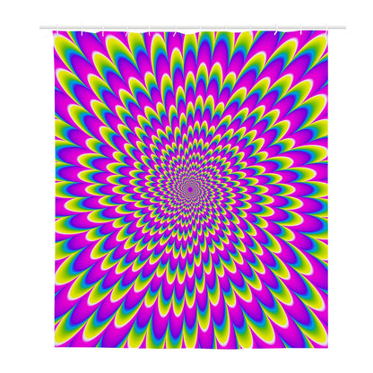 Green Wave Moving Optical Illusion Polyester Shower Curtain