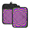 Green Wave Moving Optical Illusion Pot Holders With Pocket