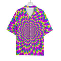 Green Wave Moving Optical Illusion Rayon Hawaiian Shirt