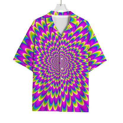 Green Wave Moving Optical Illusion Rayon Hawaiian Shirt