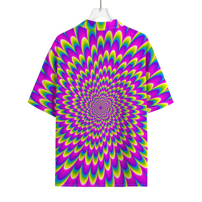 Green Wave Moving Optical Illusion Rayon Hawaiian Shirt