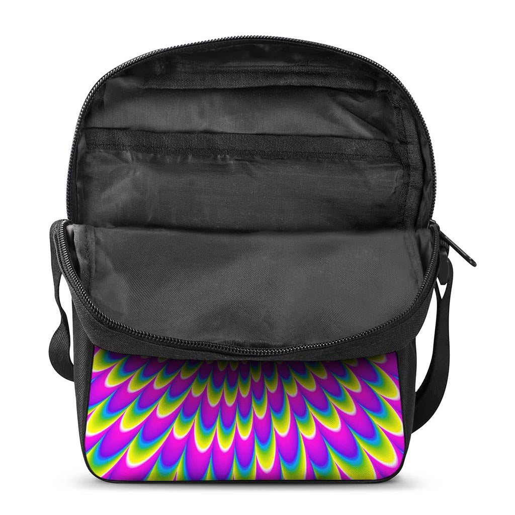 Green Wave Moving Optical Illusion Rectangular Crossbody Bag