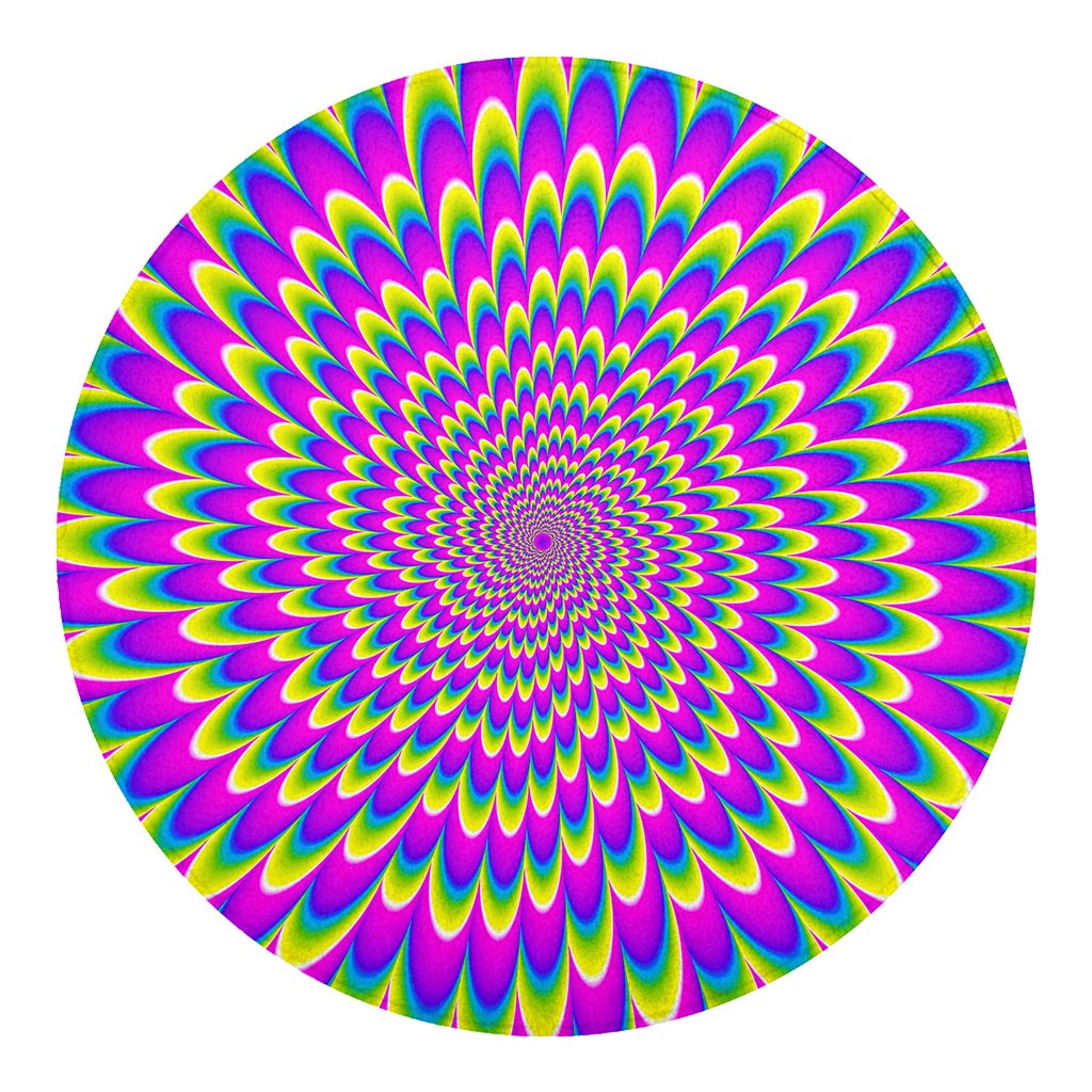 Green Wave Moving Optical Illusion Round Blanket