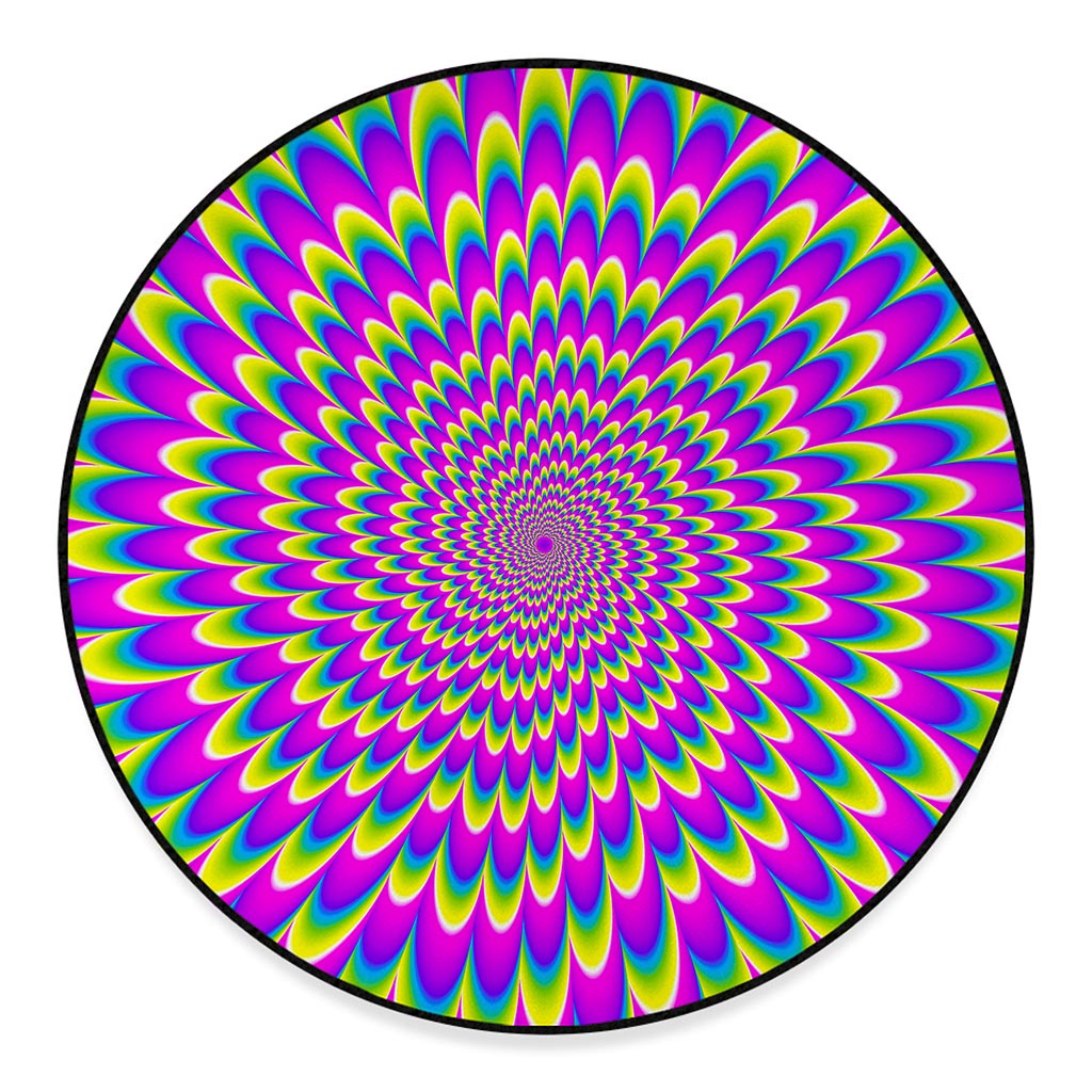 Green Wave Moving Optical Illusion Round Floor Mat