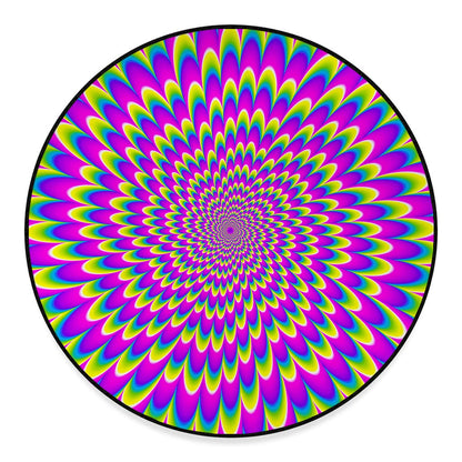 Green Wave Moving Optical Illusion Round Floor Mat