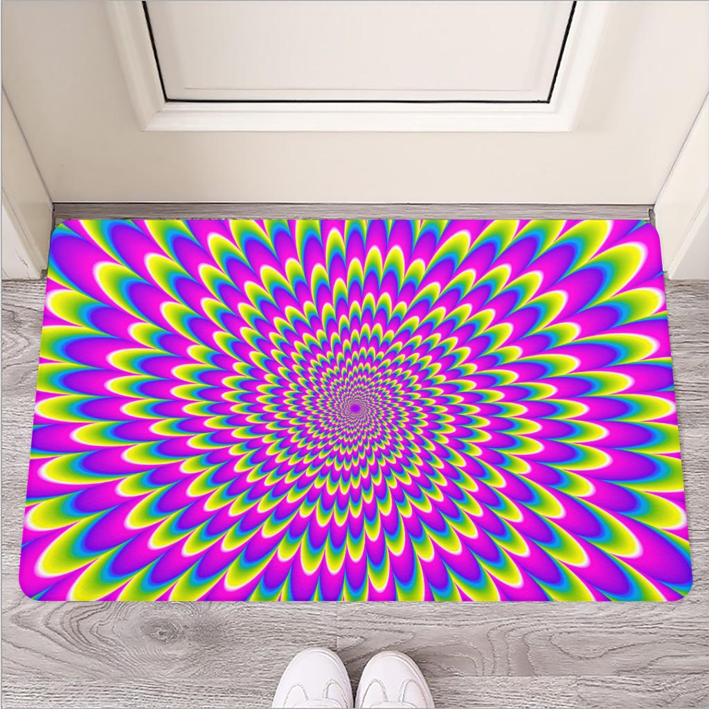 Green Wave Moving Optical Illusion Rubber Doormat