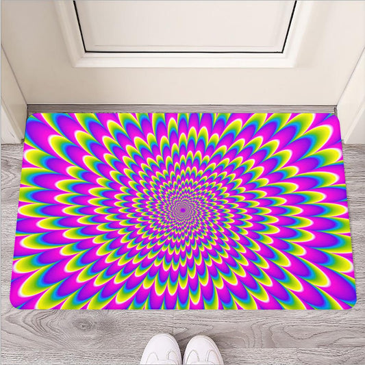 Green Wave Moving Optical Illusion Rubber Doormat