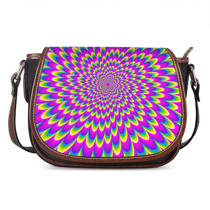 Green Wave Moving Optical Illusion Saddle Bag