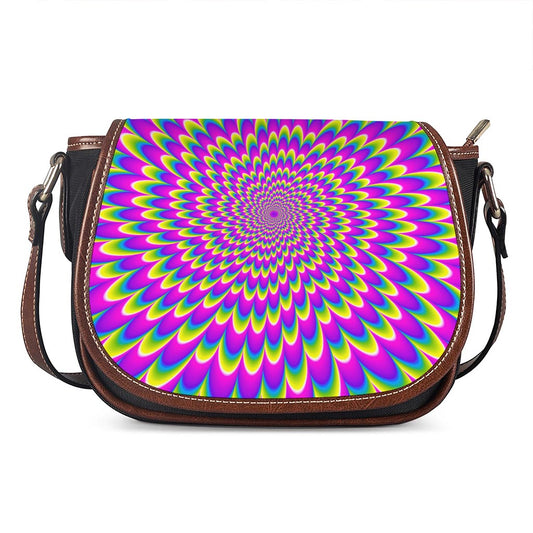 Green Wave Moving Optical Illusion Saddle Bag