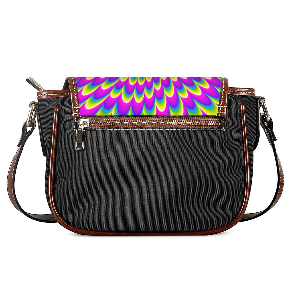 Green Wave Moving Optical Illusion Saddle Bag