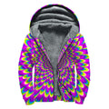 Green Wave Moving Optical Illusion Sherpa Lined Zip Up Hoodie