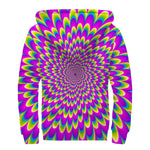 Green Wave Moving Optical Illusion Sherpa Lined Zip Up Hoodie