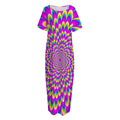 Green Wave Moving Optical Illusion Short Sleeve Long Nightdress