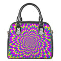 Green Wave Moving Optical Illusion Shoulder Handbag