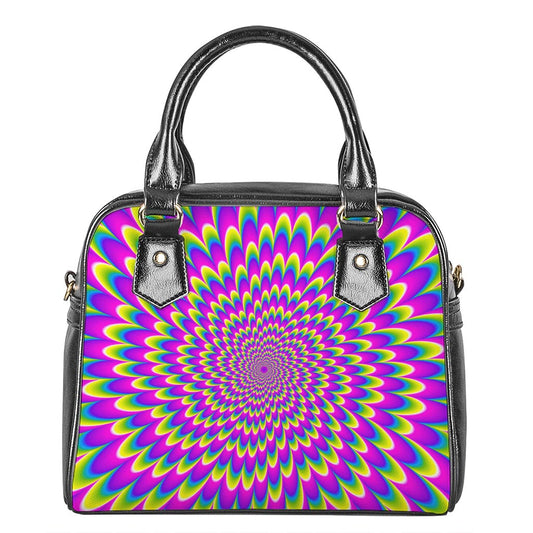 Green Wave Moving Optical Illusion Shoulder Handbag