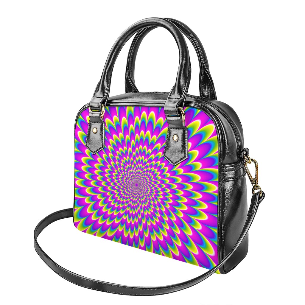 Green Wave Moving Optical Illusion Shoulder Handbag