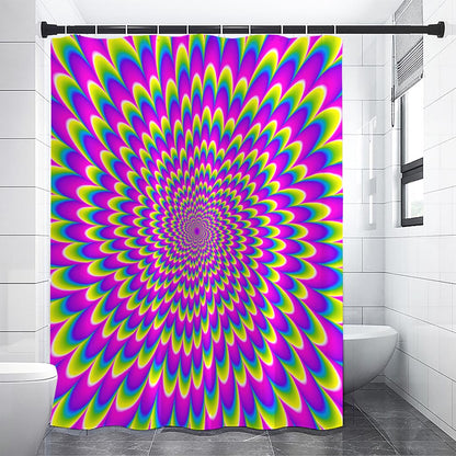Green Wave Moving Optical Illusion Shower Curtain