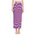 Green Wave Moving Optical Illusion Side Slit Maxi Skirt