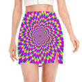 Green Wave Moving Optical Illusion Side Slit Mini Skirt