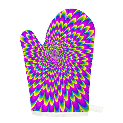 Green Wave Moving Optical Illusion Single Oven Mitt