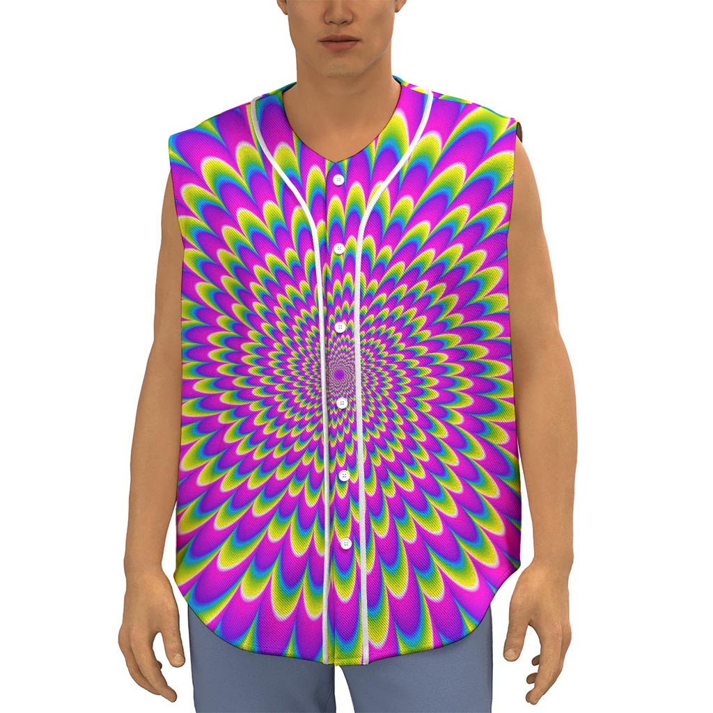 Green Wave Moving Optical Illusion Sleeveless Baseball Jersey