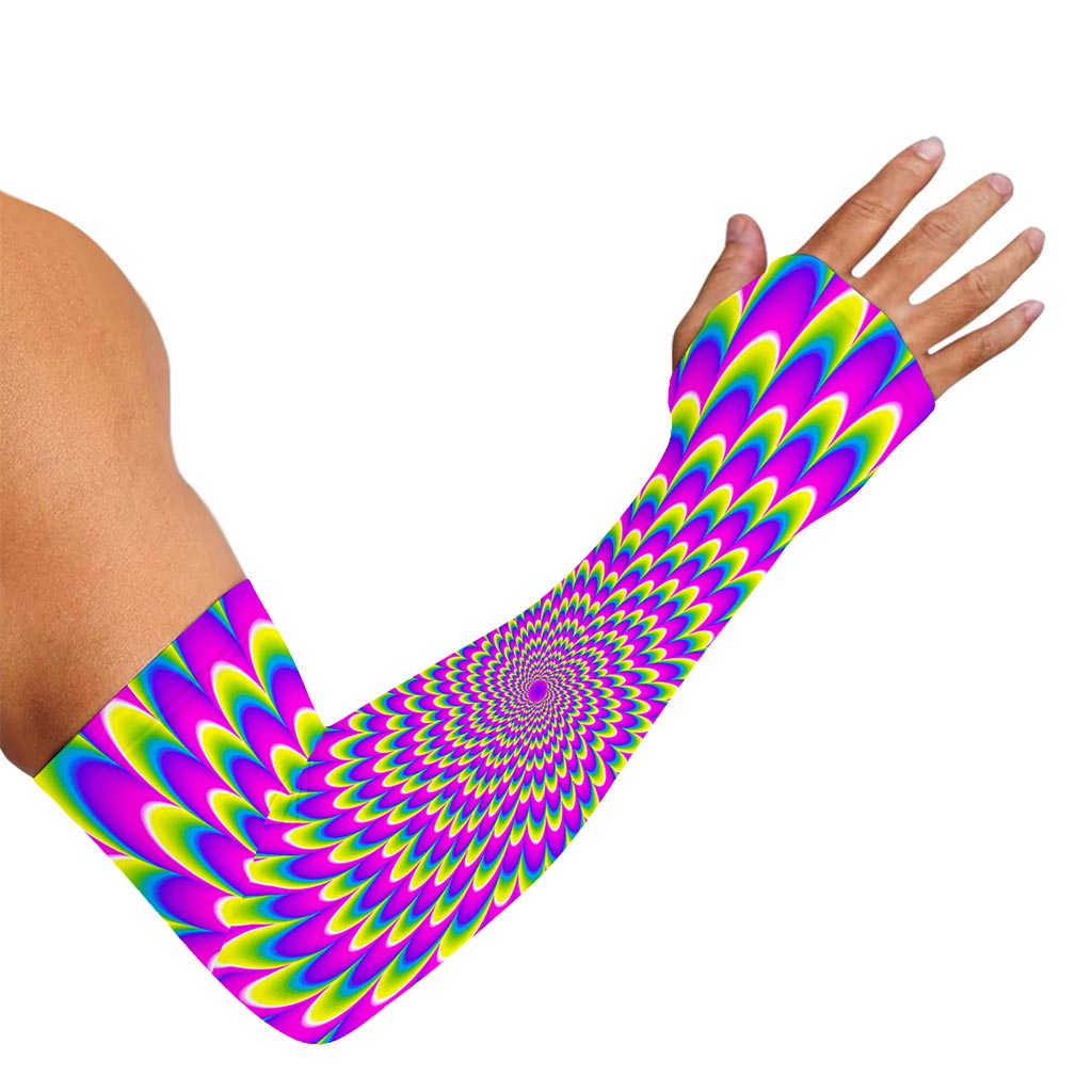 Green Wave Moving Optical Illusion Sun Protection Arm Sleeves