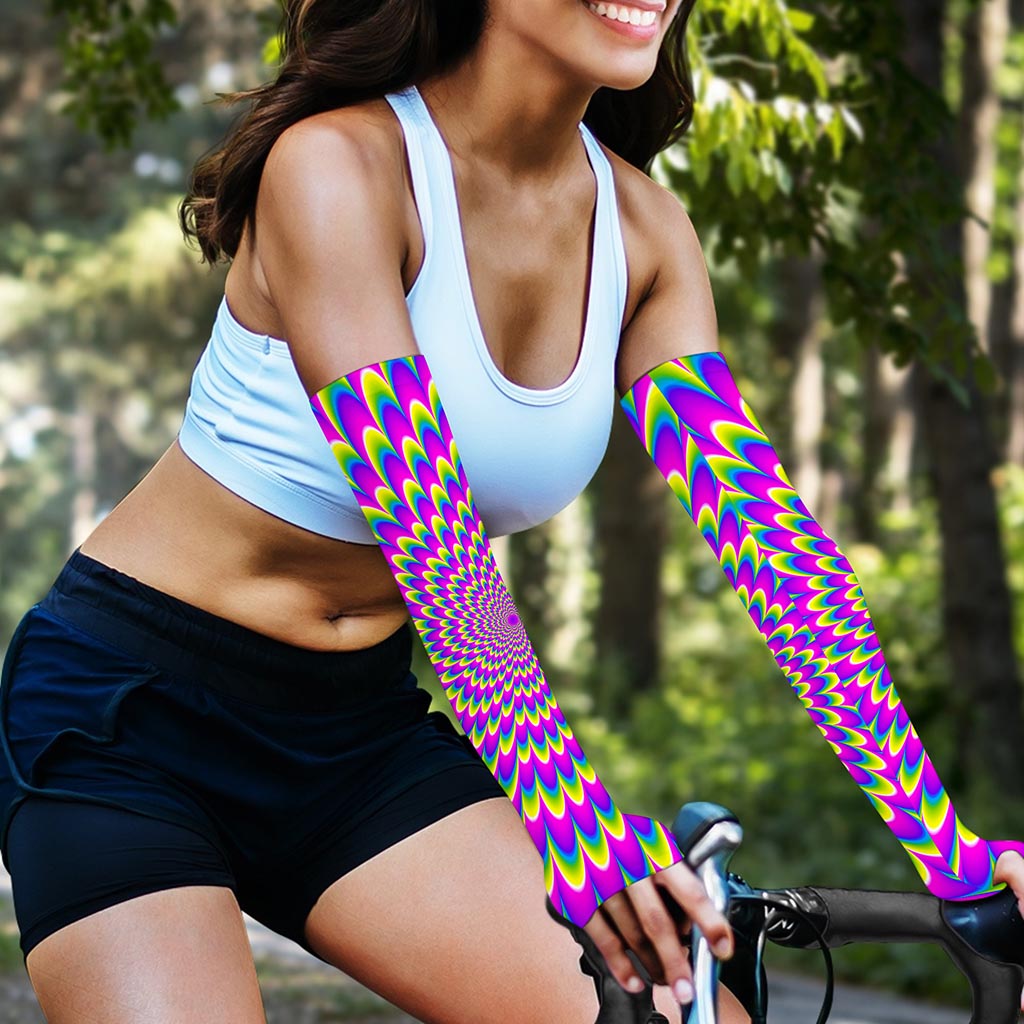 Green Wave Moving Optical Illusion Sun Protection Arm Sleeves