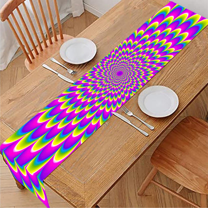 Green Wave Moving Optical Illusion Table Runner