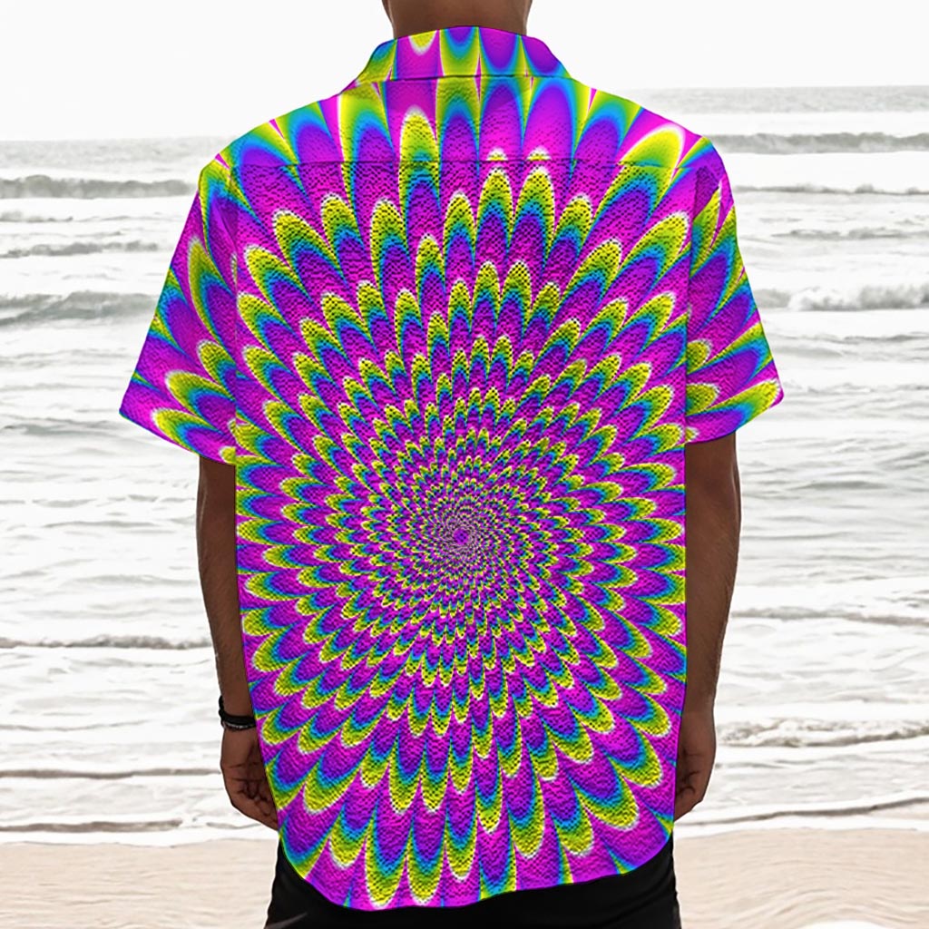 Green Wave Moving Optical Illusion Textured Short Sleeve Shirt