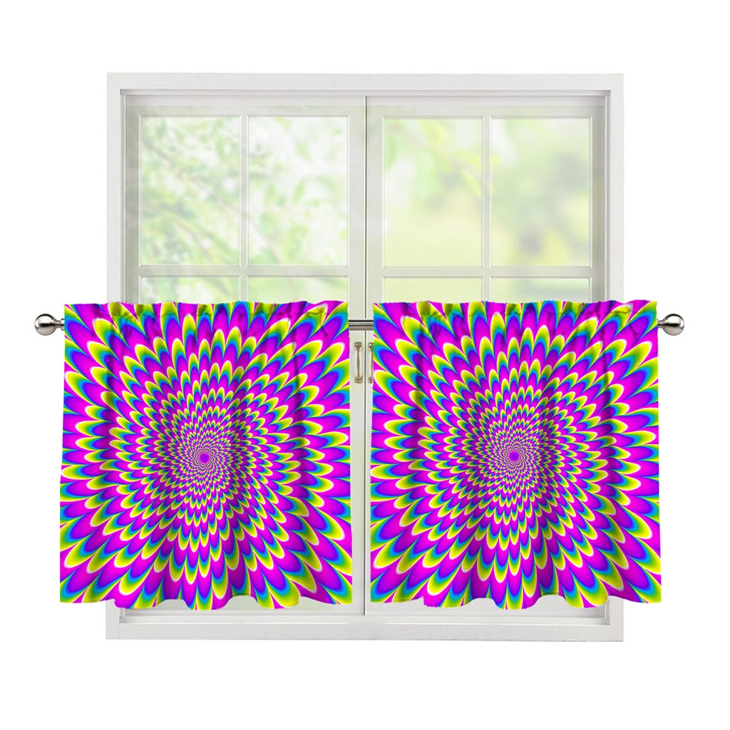 Green Wave Moving Optical Illusion Tier Curtains