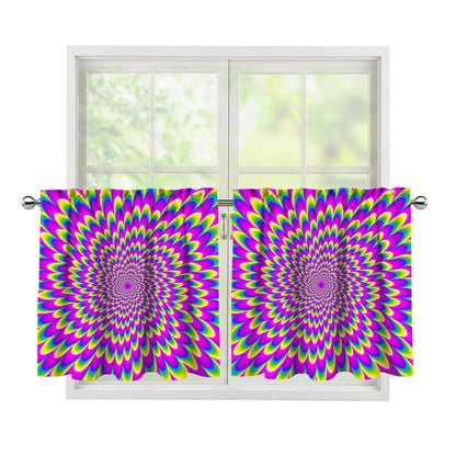 Green Wave Moving Optical Illusion Tier Curtains