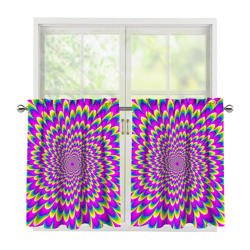 Green Wave Moving Optical Illusion Tier Curtains
