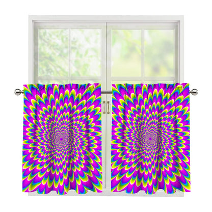 Green Wave Moving Optical Illusion Tier Curtains