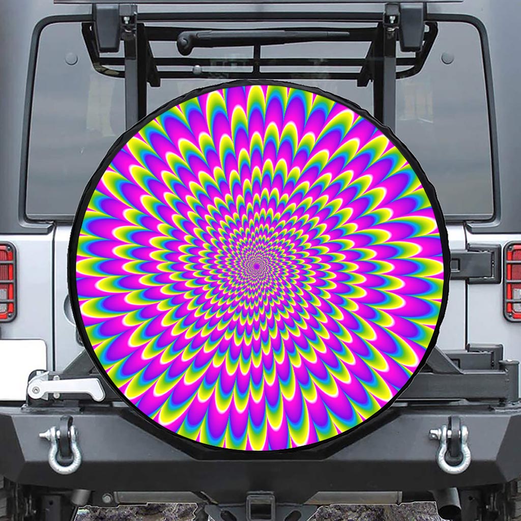 Green Wave Moving Optical Illusion Tire Cover