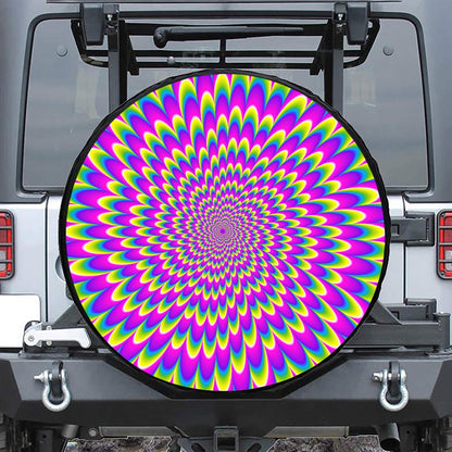 Green Wave Moving Optical Illusion Tire Cover